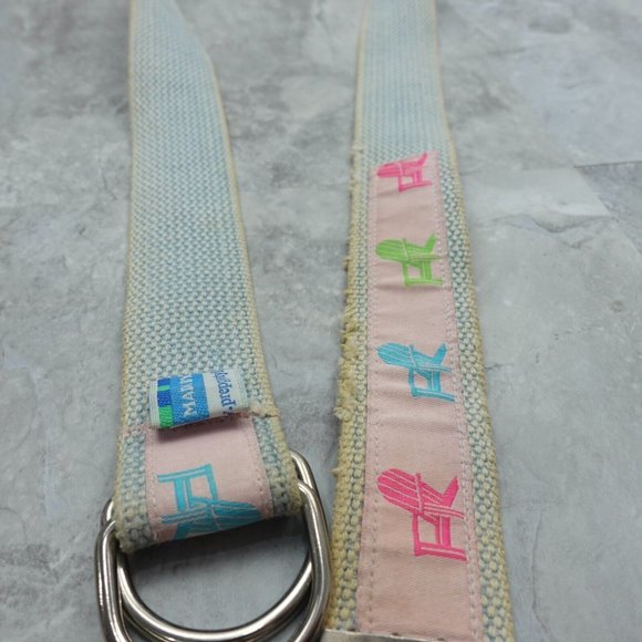 Preppy Belt Womens Size Medium Metal D Ring Buckle Porch Chair Canvas Webbed Y2K - Picture 6 of 16
